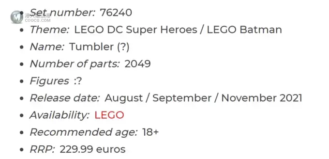 两款蝙蝠车将发售:LEGO 76240 Tumbler & 76239 Tumbler~ 两款蝙蝠车将发售:LEGO 76240 Tumbler & 76239 Tumbler~