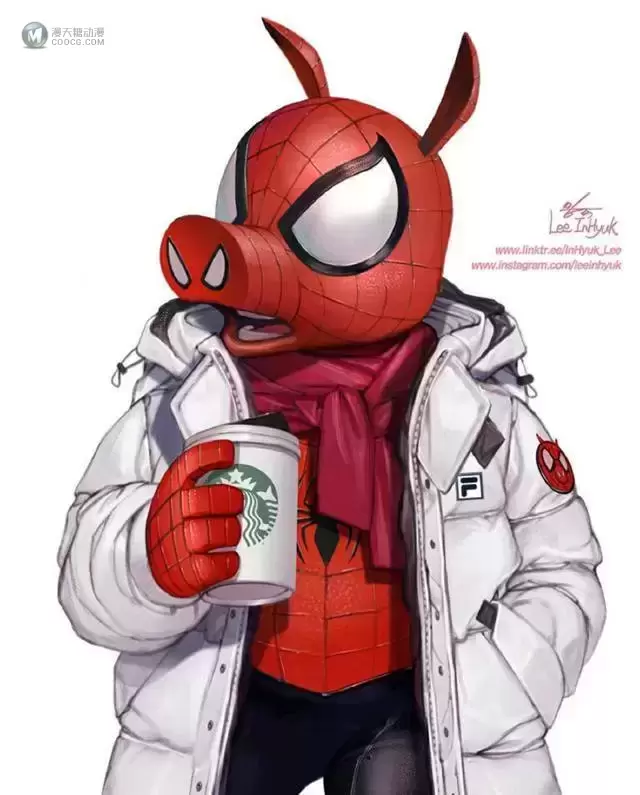 韩国漫画家绘制「蜘猪侠」冬装绘图公开 韩国漫画家绘制「蜘猪侠」冬装绘图公开