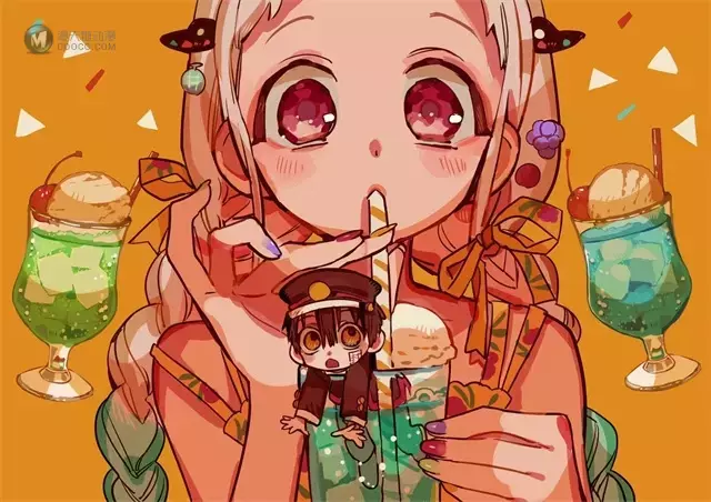 あいだいろ公开「地缚少年花子君」宁宁&花子新绘